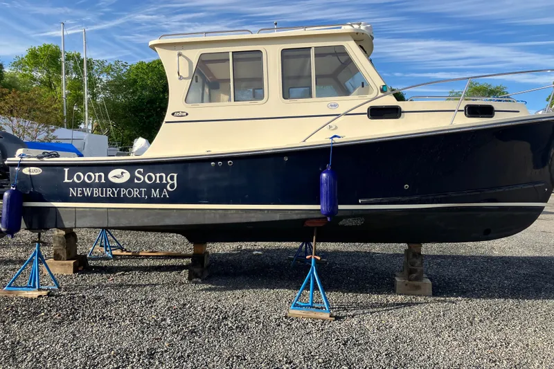 Slide: The Image of 2016 Eastern 27 Islander boat "Loon Song" on stands, Newburyport, MA. - 34