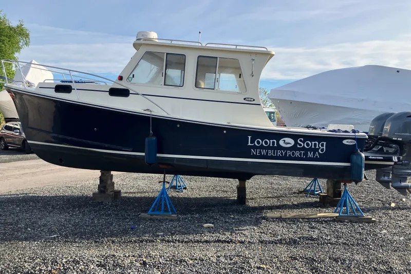Slide: The Image of 2016 Eastern 27 Islander boat "Loon Song" on stands, Newburyport, MA. - 35