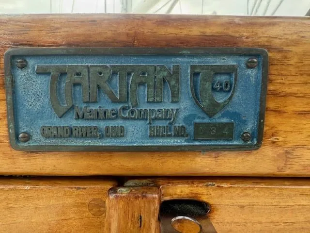 Slide: The Image of Plaque of 1987 Tartan 40CB sailboat by Tartan Marine Company, Grand River, Ohio. - 17