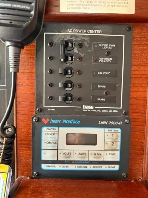 Slide: The Image of AC power center and control panel on a 1987 Tartan 40CB sailboat. - 45