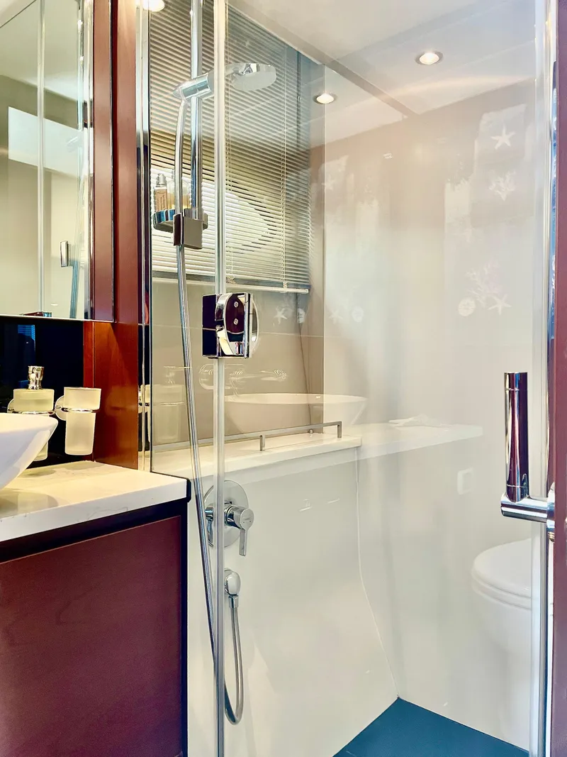 Slide: The Image of Luxurious bathroom in 2015 Princess f56 yacht with modern shower and sleek design. - 18