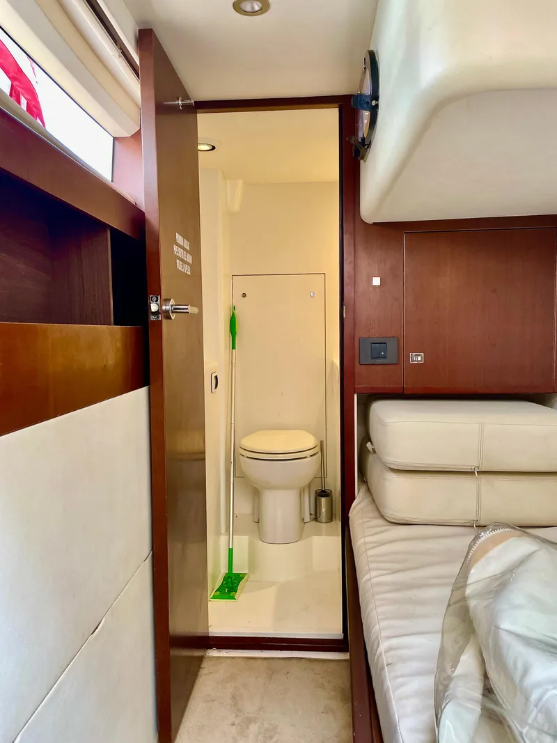 Slide: The Image of Interior of 2015 Princess f56 yacht showing bathroom and seating area. - 32