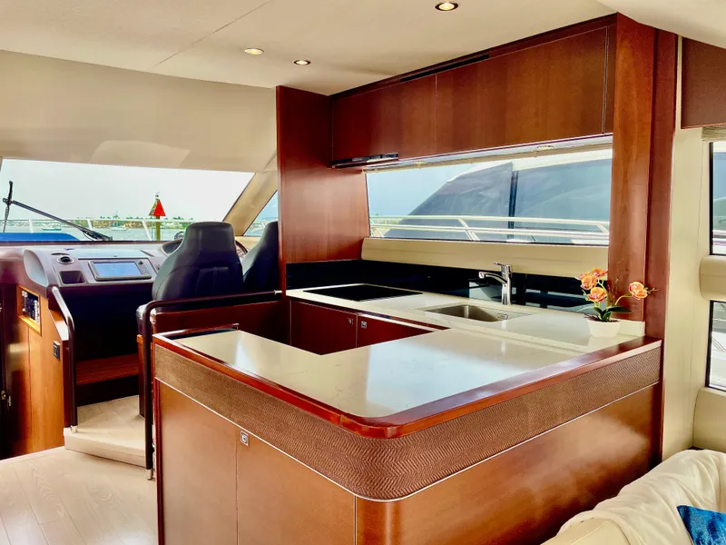 Slide: The Image of Luxurious 2015 Princess f56 yacht interior with modern kitchen and helm station. - 8