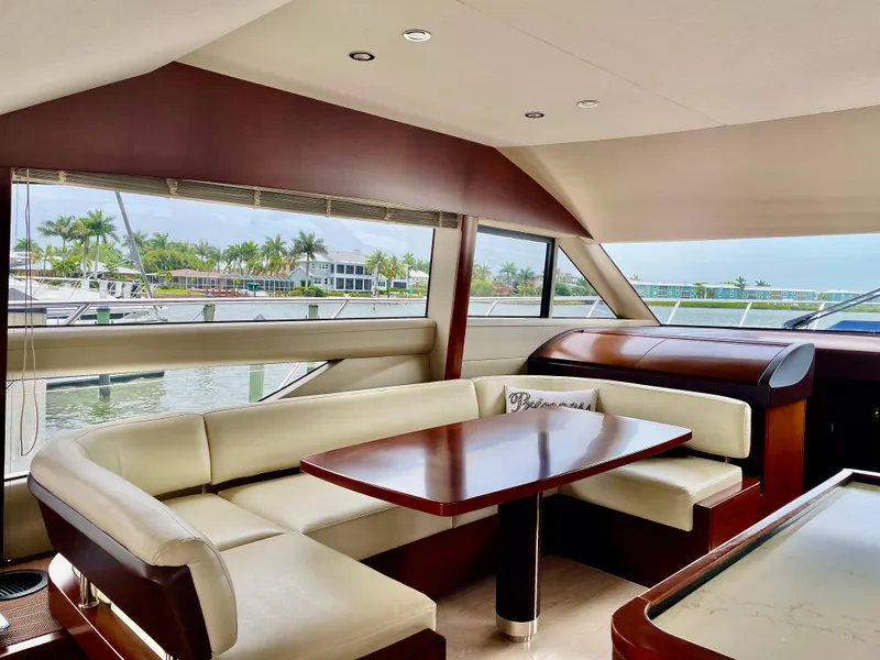Slide: The Image of Luxurious interior of 2015 Princess F56 yacht with elegant seating and waterfront view. - 9