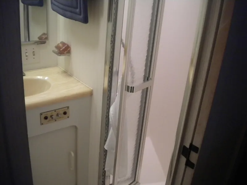Slide: The Image of Bathroom interior of 1987 Hatteras 53 Motor Yacht with shower and sink. - 20