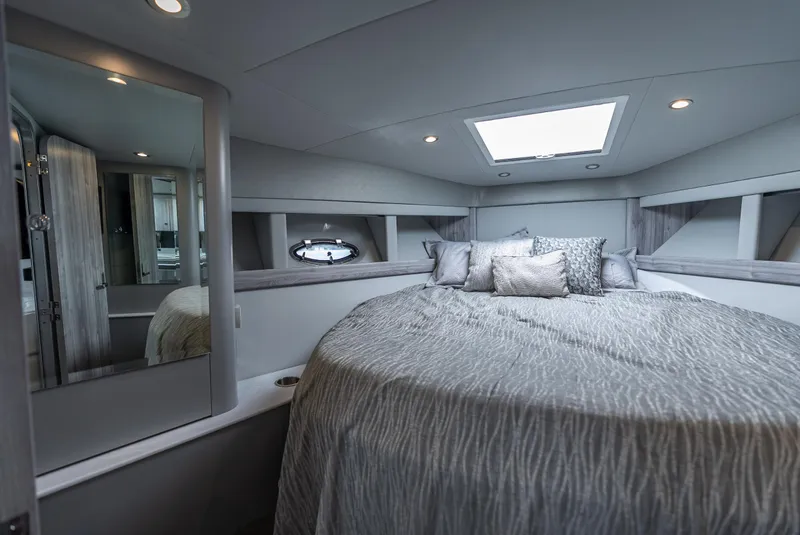 Slide: The Image of Luxurious bedroom interior of 2022 Formula 40 PC yacht with elegant bedding and modern design. - 30