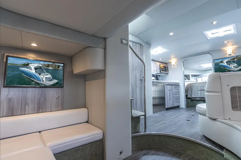Slide: The Image of Luxurious interior of 2022 Formula 40 PC yacht with modern amenities and elegant design. - 40