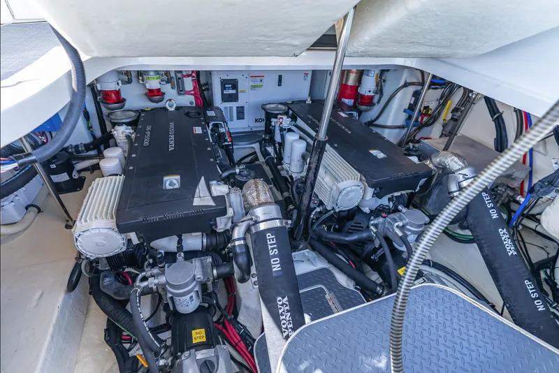 Slide: The Image of Engine room of 2022 Formula 40 PC boat with Volvo Penta engines and various mechanical components. - 47