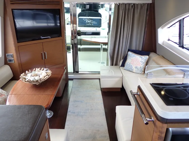 Slide: The Image of Luxurious interior of 2015 Sea Ray 510 Fly yacht with modern amenities and elegant design. - 34