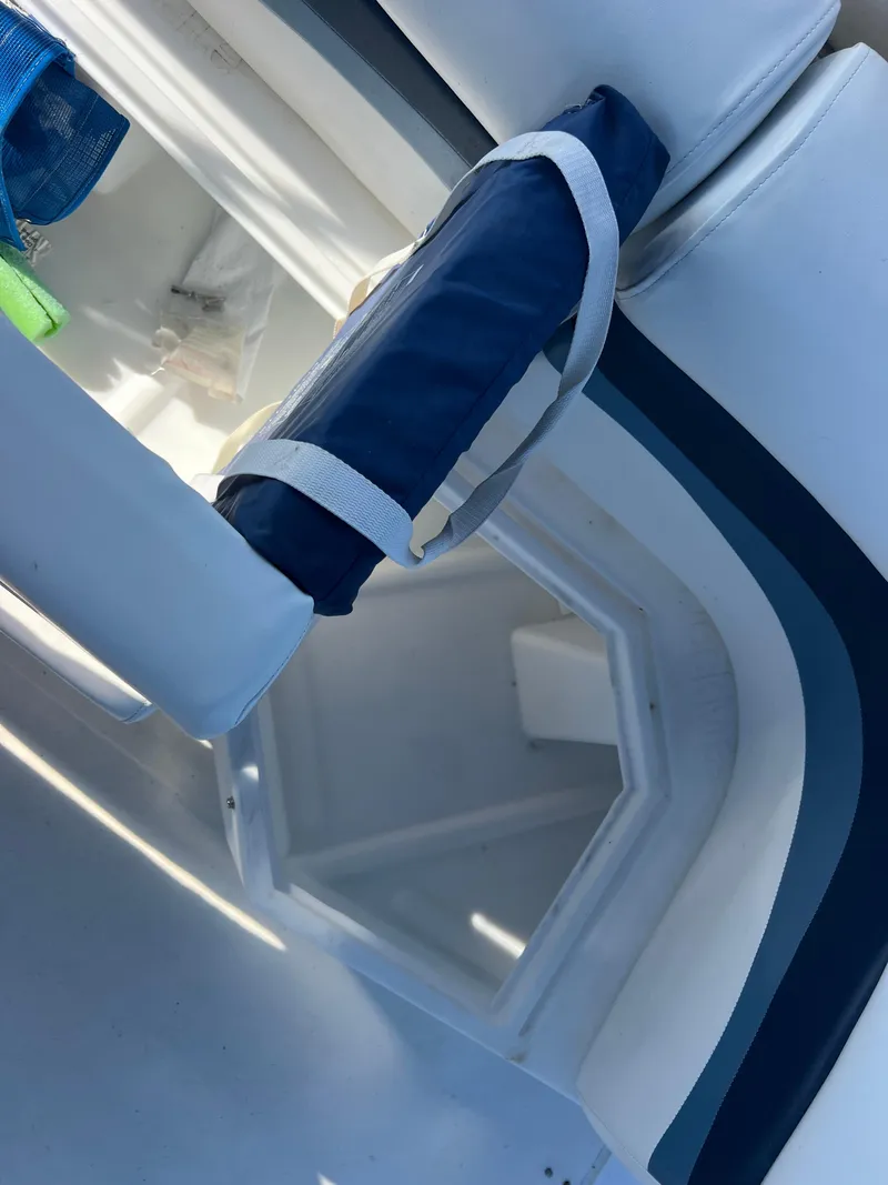 Slide: The Image of 1986 Bayliner 3870 Motoryacht docked at marina, viewed from cockpit. - 38