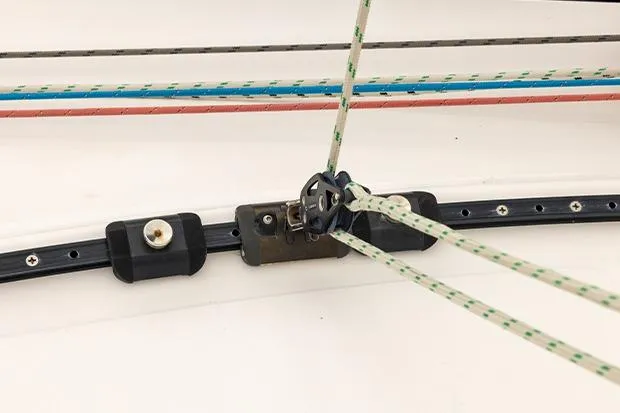 Slide: The Image of Close-up of Seawind 1260 sailboat rigging system, 2019 model. - 4