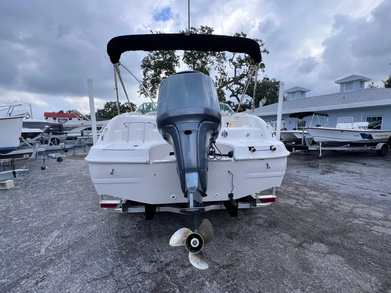 Slide: The Image of 2003 Hurricane 237 Fun Deck boat with Yamaha 200 Four Stroke engine, rear view. - 4