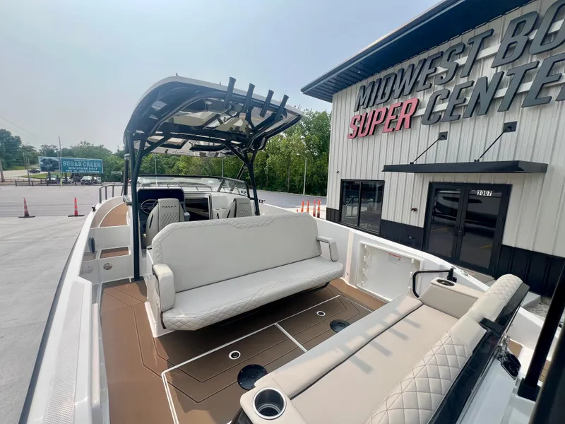 Slide: The Image of 2025 Navan S-30 boat with seating, docked at Midwest Boat Super Center. - 16
