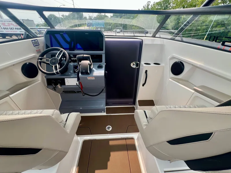 Slide: The Image of Interior of 2025 Navan S-30 boat with modern steering and navigation system. - 29