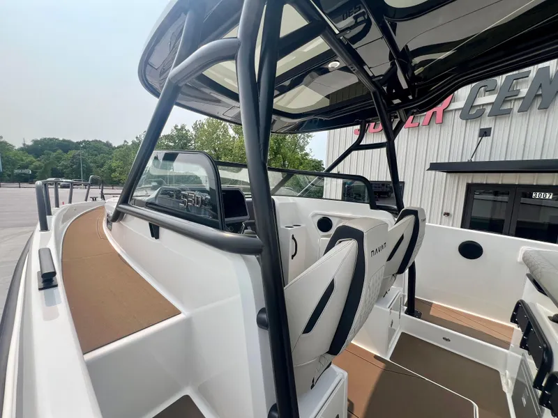 Slide: The Image of 2025 Navan S-30 boat interior with sleek design and modern seating. - 42