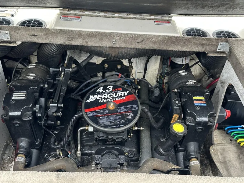 Slide: The Image of Engine compartment of a 2005 Sea Ray 185 Sport with Mercury MerCruiser 4.3L engine. - 8