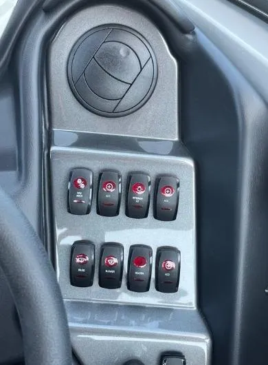 Slide: The Image of Control panel of 2025 Supreme S240 with multiple switches and a circular vent. - 16