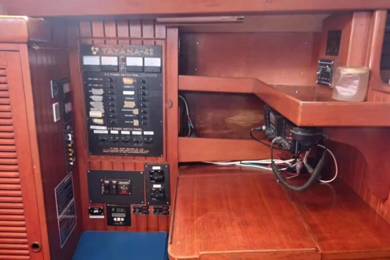 Slide: The Image of Electrical panel and navigation station of 1985 Tayana Vancover 42 sailboat. - 20