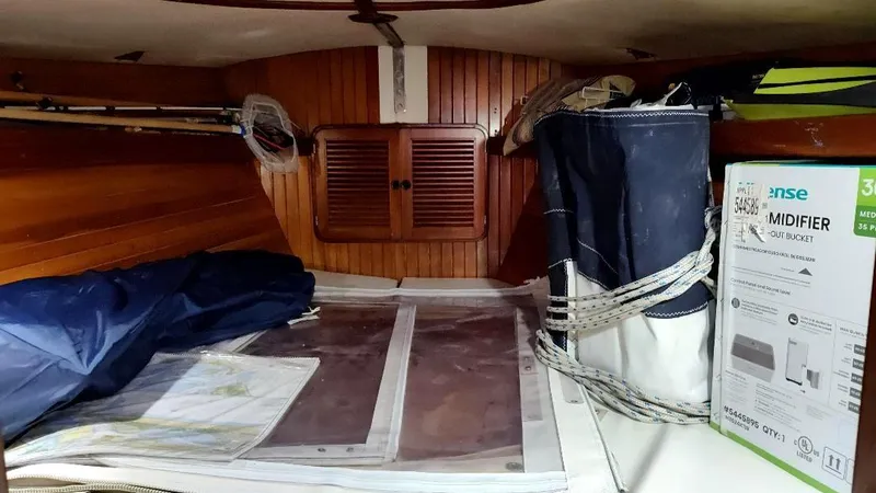 Slide: The Image of Interior of 1985 Tayana Vancover 42 sailboat with storage and equipment. - 32