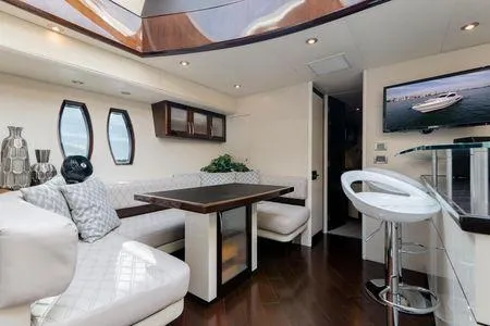 Slide: The Image of Luxurious interior of 2007 Lazzara LSX 75 yacht with modern seating and decor. - 19