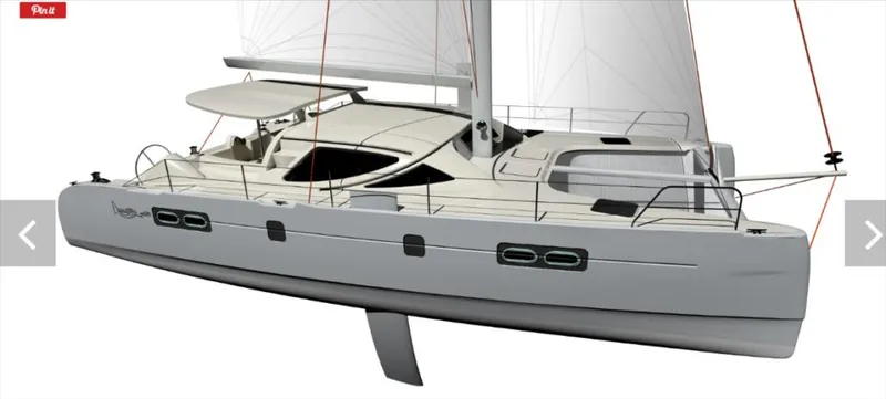 Slide: The Image of 2011 Performance Catamarans 52, sleek design, white hull, spacious deck, modern sailing yacht. - 17