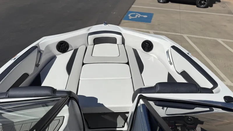 Slide: The Image of 2025 Yamaha Boats AR195 interior with sleek seating and modern design. - 45