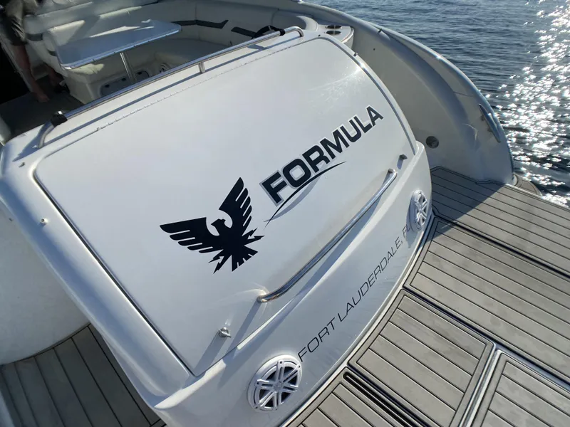 Slide: The Image of 2006 Formula 400 Super Sport boat with logo, docked in Fort Lauderdale. - 12
