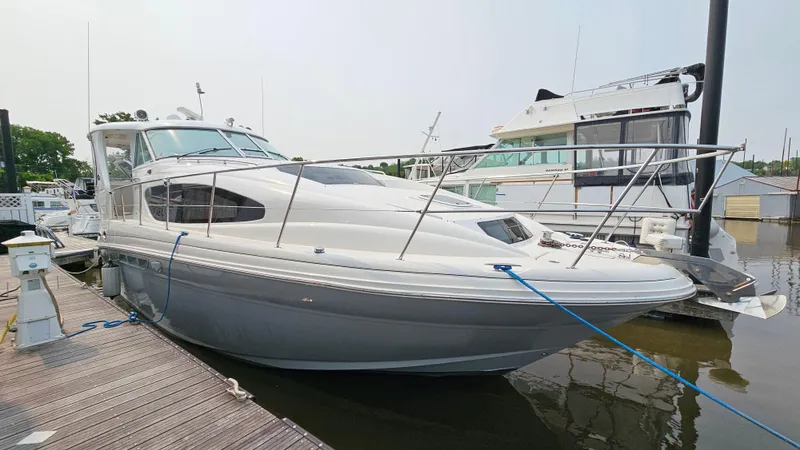 Slide: The Image of 2007 Sea Ray 40 Motor Yacht docked at marina, side view. - 3