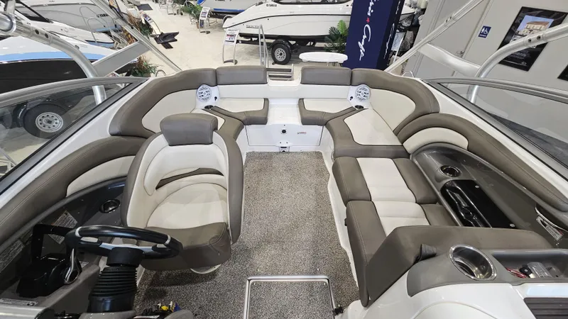 Slide: The Image of Interior view of 2011 Yamaha Boats 242 Limited S, featuring spacious seating and modern design. - 7