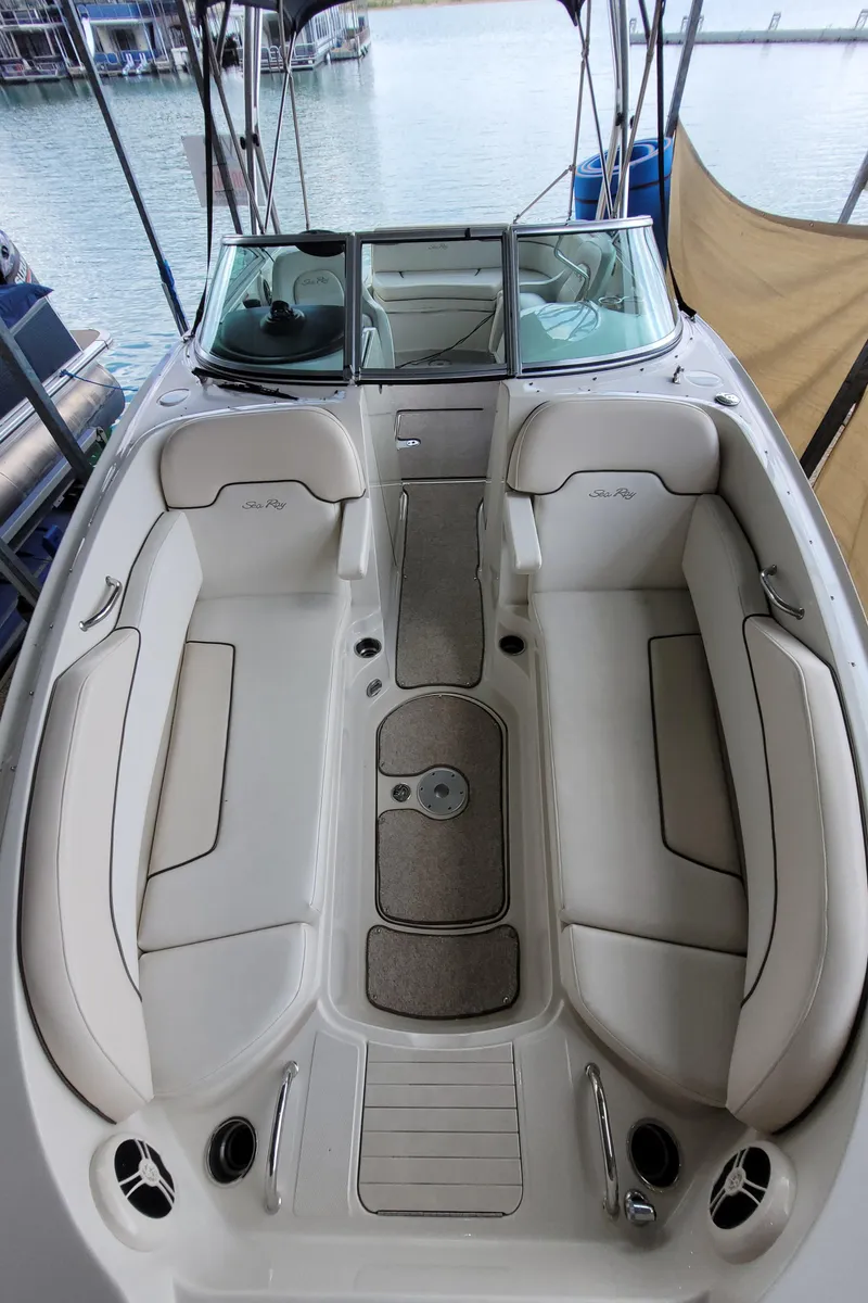 Slide: The Image of 2008 Sea Ray 260 Sundeck boat interior with spacious seating and sleek design. - 10
