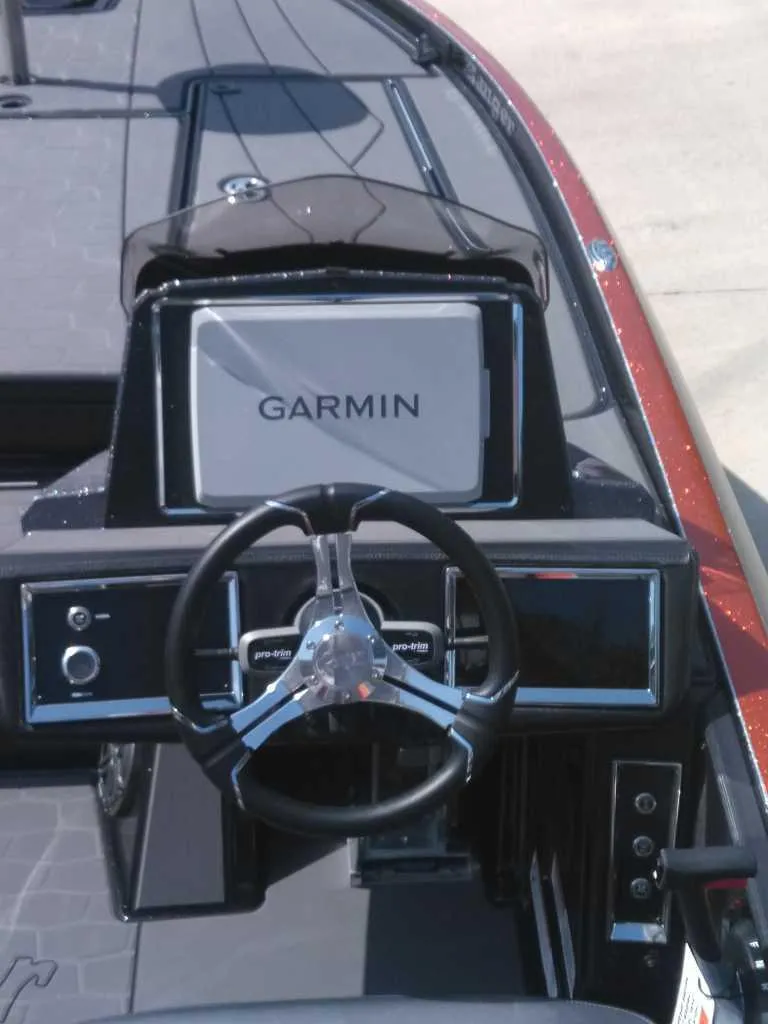 Slide: The Image of 2025 Ranger Z520R Cup-Equipped boat dashboard with Garmin navigation system. - 5