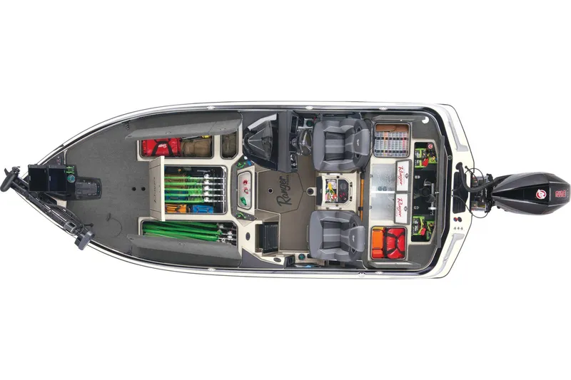 Slide: The Image of 2025 Ranger Z520R Cup-Equipped boat with Garmin electronics and foot pedal on deck. - 10