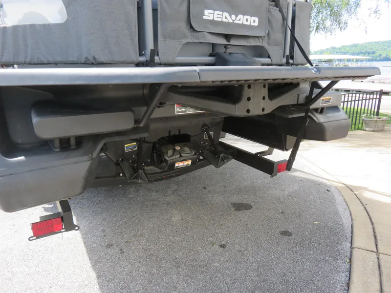 Slide: The Image of 2023 Sea-Doo Switch 230 rear view, showcasing the boat's structure and design details. - 8