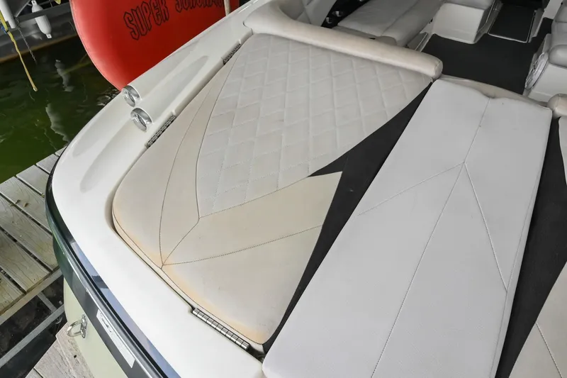 Slide: The Image of 2009 MasterCraft X-45 boat with stylish, diamond-stitched upholstery on the deck. - 13