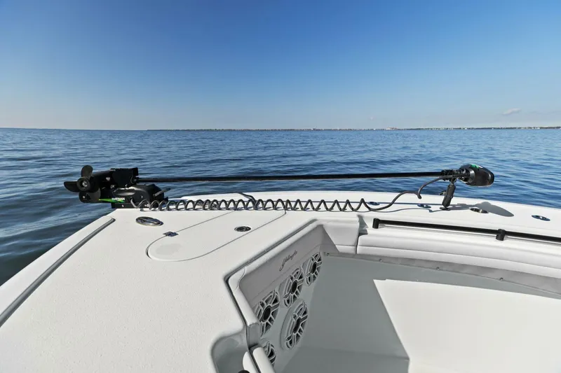 Slide: The Image of 2021 Yellowfin 39 boat deck with clear blue ocean view. - 13