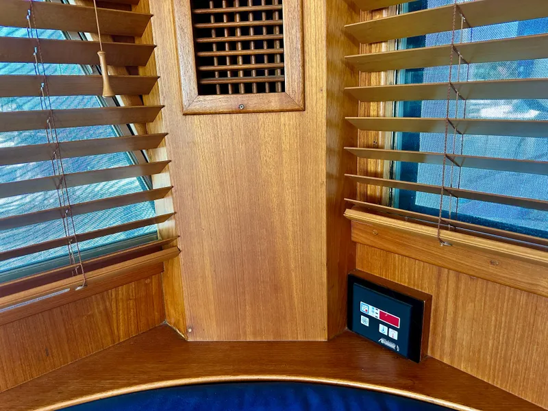 Slide: The Image of Interior of 1994 Grand Banks 42 Classic with wooden blinds and control panel. - 37