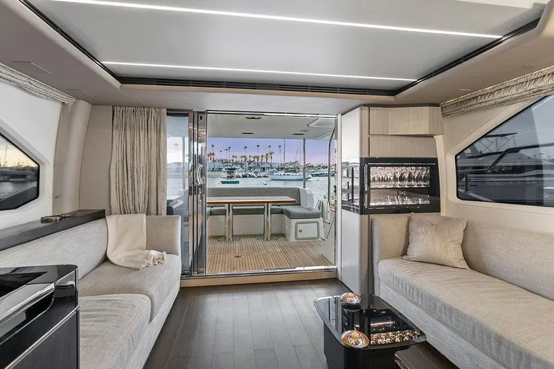 Slide: The Image of Luxurious interior of 2020 Azimut 66 yacht with modern seating and ocean view. - 20