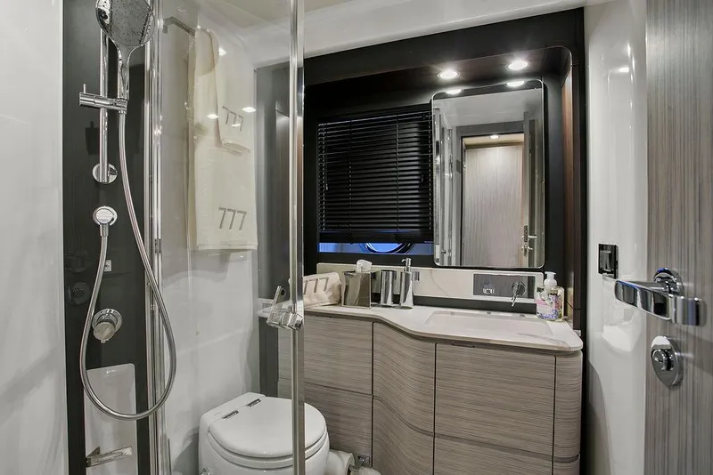 Slide: The Image of Luxurious bathroom in 2020 Azimut 66 yacht with modern fixtures and elegant design. - 39