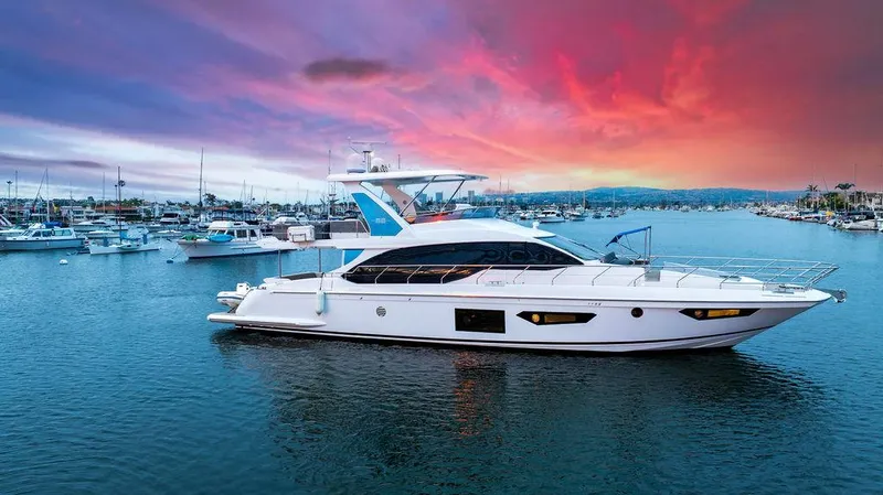 Slide: The Image of Luxury Azimut 66 yacht on water at sunset, 2020 model. - 40