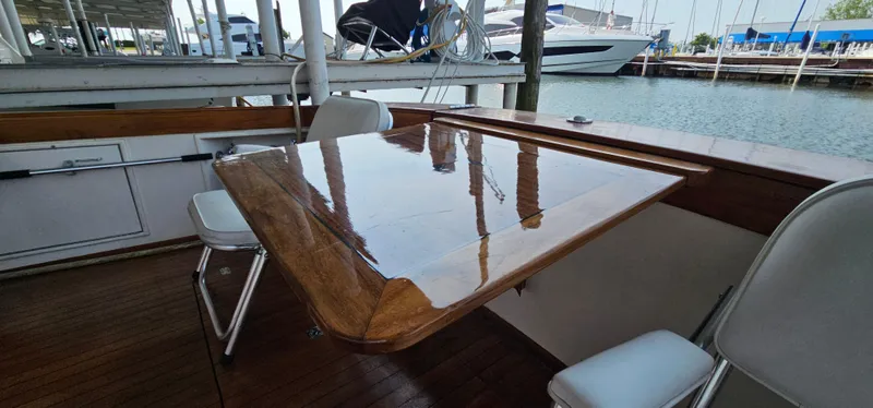 Slide: The Image of Open storage compartment on 1987 Ocean Yachts 48 Super Sport boat. - 16