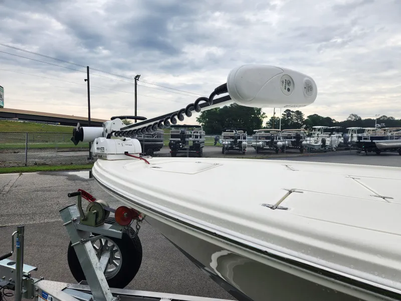 Slide: The Image of 2024 Pathfinder 2500 Hybrid boat on trailer, featuring advanced trolling motor. - 9
