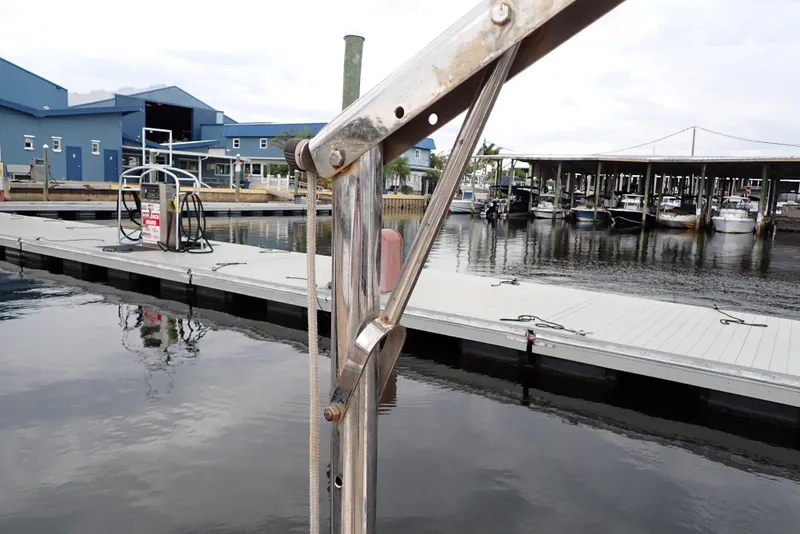 Slide: The Image of Marina view with docked boats and a 1987 Sea Ray 300 Weekender. - 25