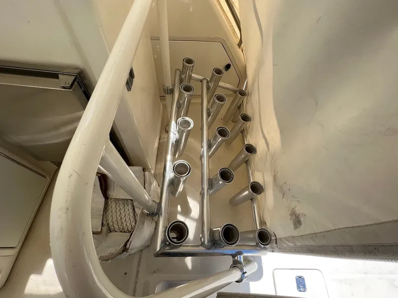 Slide: The Image of Rod holders on a 1996 Tiara Yachts 4300 Open, viewed from above. - 19