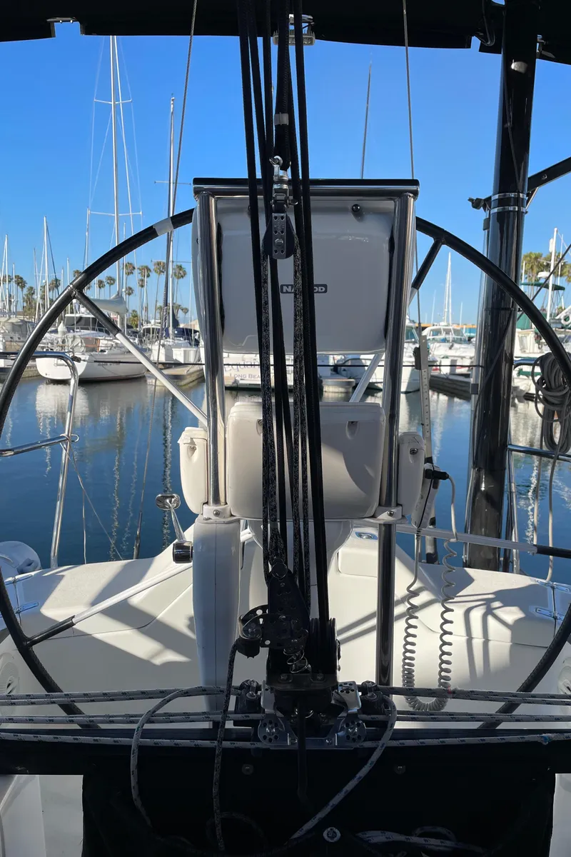 Slide: The Image of Sailboat cockpit view, C&C 121, 2001 model, marina background. - 18