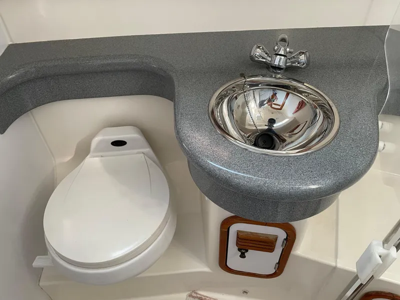 Slide: The Image of Compact boat bathroom with sink and toilet, C&C 121 model, 2001. - 44