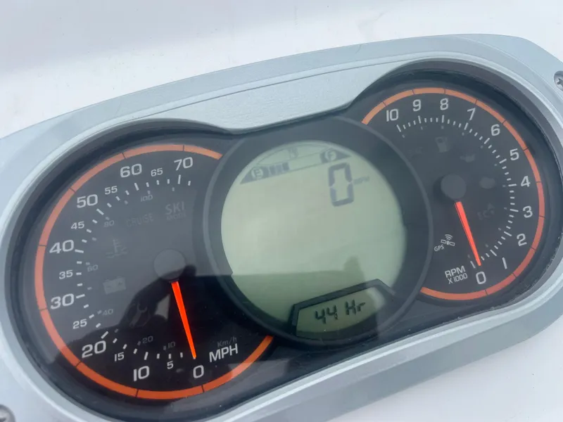 Slide: The Image of Dashboard of 2023 AB Inflatables ABJET 430XP showing speedometer and RPM gauge. - 12