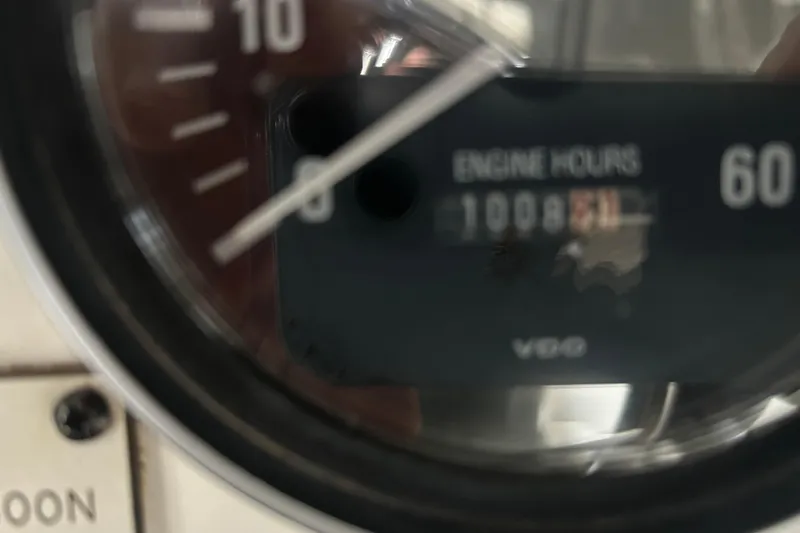 Slide: The Image of Close-up of a 1999 Silverton 352 Motor Yacht engine hour meter showing 1008.5 hours. - 48