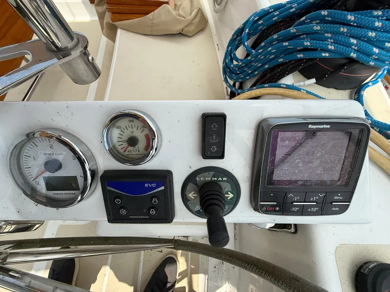 Slide: The Image of Control panel of a 2012 Tartan 4000 sailboat with navigation instruments and gauges. - 20
