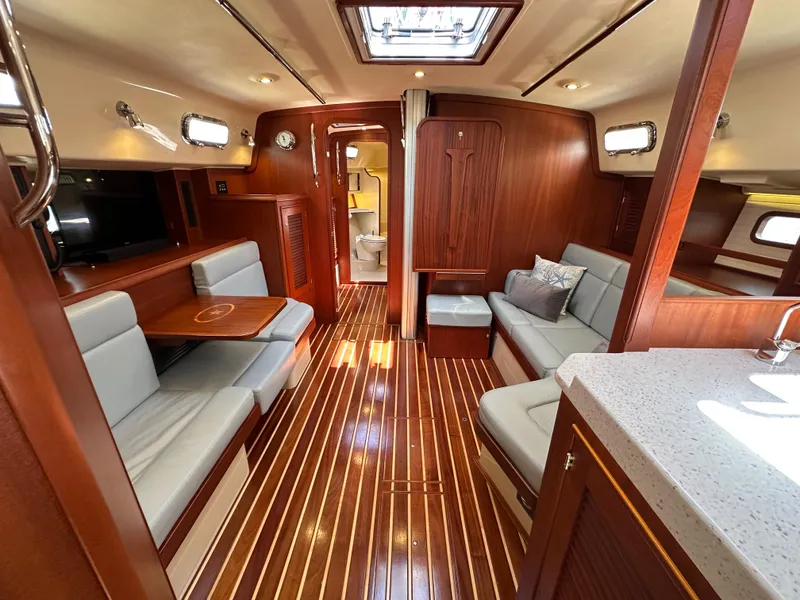 Slide: The Image of Luxurious interior of 2021 Island Packet 439 yacht with elegant wood finish and modern amenities. - 37