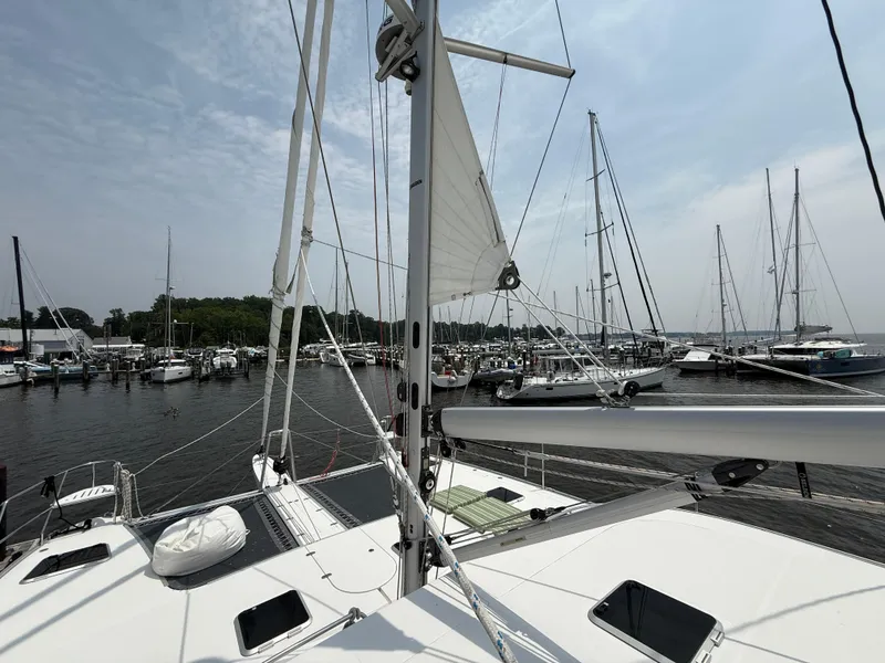 Slide: The Image of Sailing yacht Antares 44GS (2021) docked at marina with clear sky. - 22